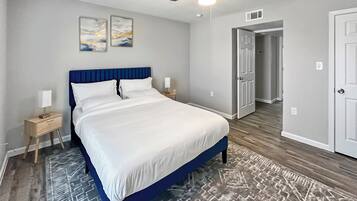 1 bedroom, desk, iron/ironing board, travel cot