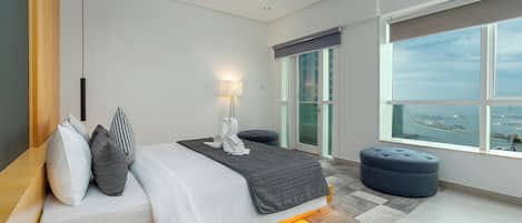 Desk, blackout curtains, free cots/infant beds, free WiFi