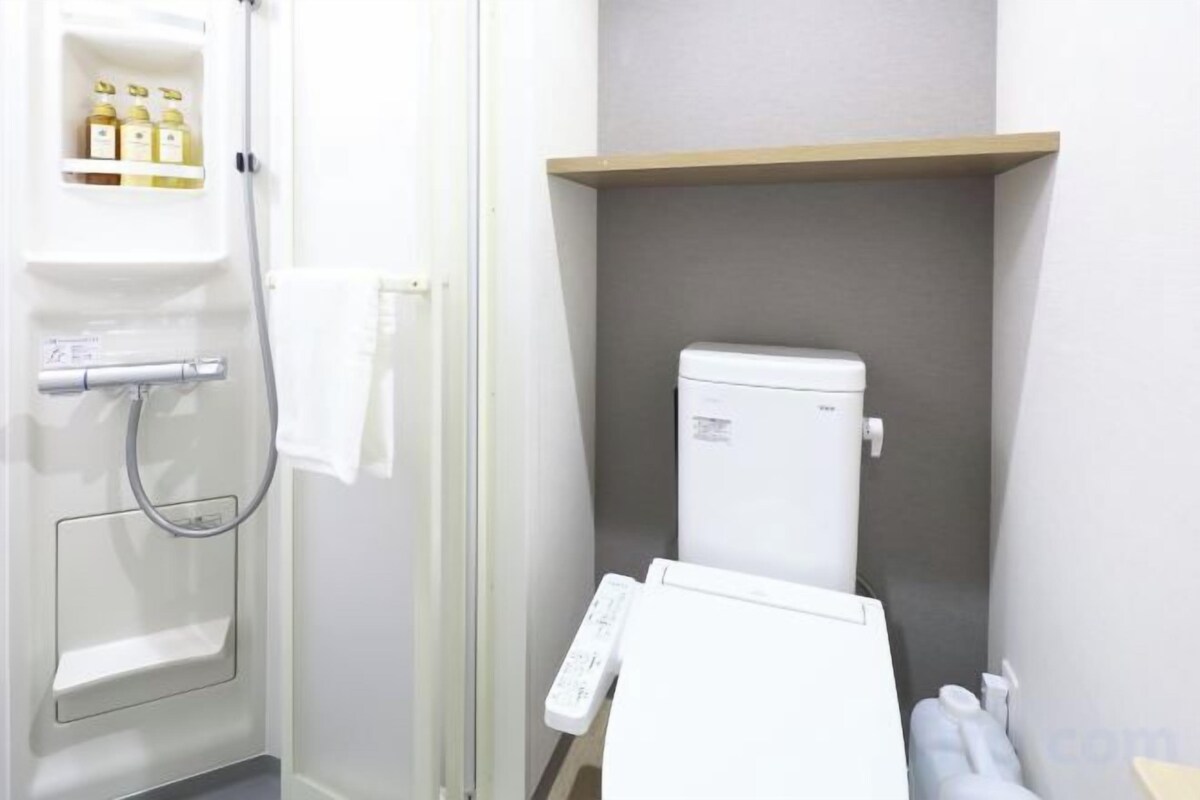 Shower, hair dryer, slippers, bidet