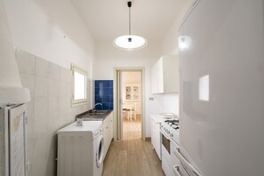 Fridge, oven, stovetop, coffee/tea maker