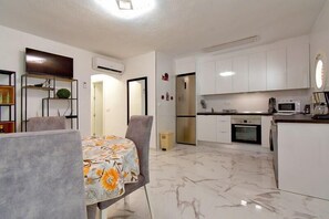 Fridge, microwave, oven, dishwasher