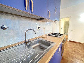 Kühlschrank, Ofen, Herdplatte, Kochgeschirr/Geschirr/Besteck