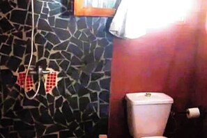 Regadera, toallas, jabón, shampoo