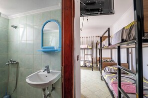 Shower, rainfall showerhead, hair dryer, towels