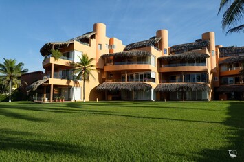 12 unit condo from the pool.  Our unit is on the second floor on the right.