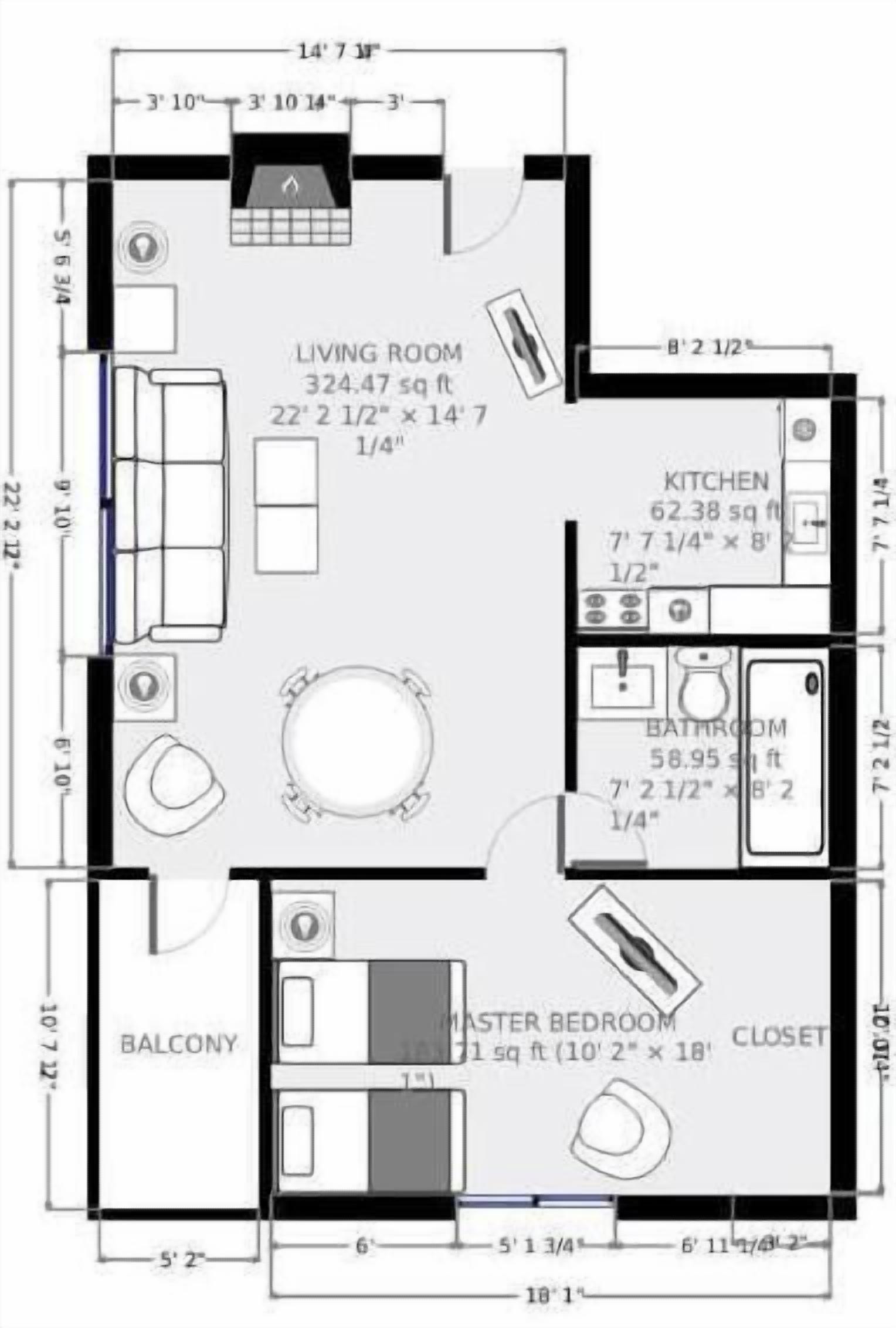 Condo, 1 Queen Bed (Mt Green 2-F06) | Floor plan