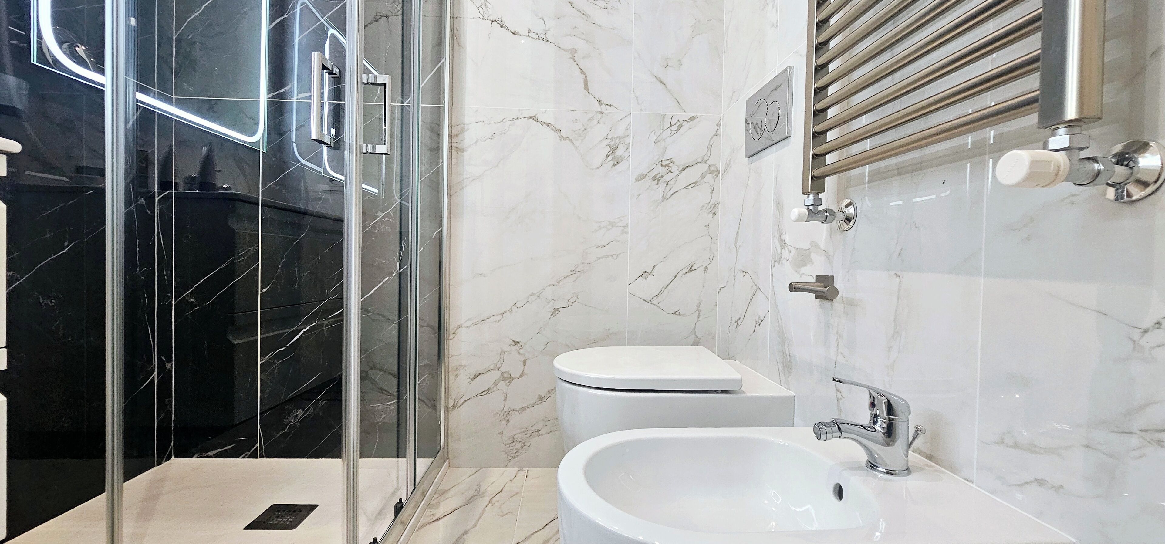 Hair dryer, slippers, towels, soap