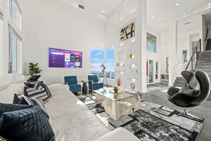 TV, fireplace, foosball, offices