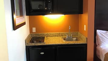 Mini-fridge, microwave