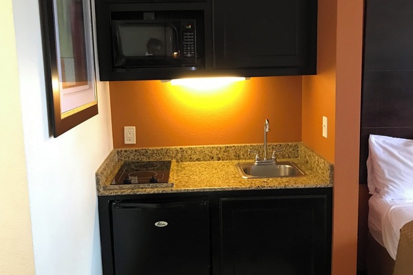 Mini-fridge, microwave