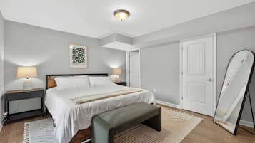 4 bedrooms, desk, iron/ironing board, travel crib