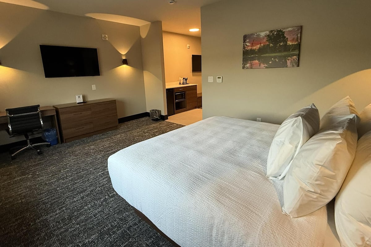 Suite, 1 cama de matrimonio grande, no fumadores (Shower Only;with Single Sofabed) | Cortinas opacas, tabla de planchar con plancha, ropa de cama