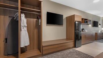 Blackout curtains, iron/ironing board, bed sheets