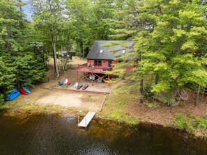 Exterior - Lakefront Log Home | Pedal Boat | Kayaks | AC (Barnstead)