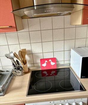 Microondas y placa de cocina