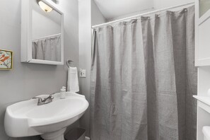 Sèche-cheveux, serviettes fournies, savon, papier toilette