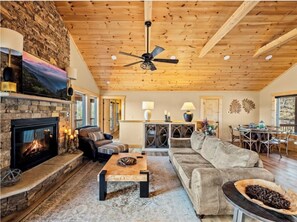 Smart TV, fireplace, video games