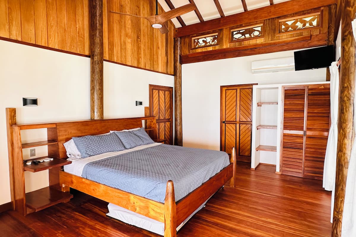 1 bedroom, premium bedding, blackout curtains, iron/ironing board