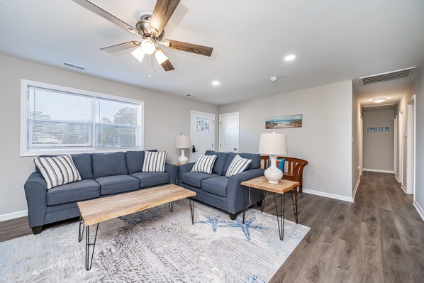 Fireplace, DVD player, table football