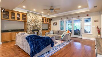 Fireplace, foosball, table tennis, stereo