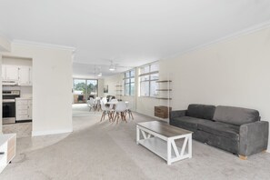 Apartment, Balcony, Bay View | Living room | Flat-screen TV - Bay Harbor Sunset Apt 3C (Bay Harbor Islands)
