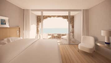 Chambre Double Luxe, 1 très grand lit, balcon, vue mer | 2 chambres, minibar, coffres-forts dans les chambres, rideaux occultants