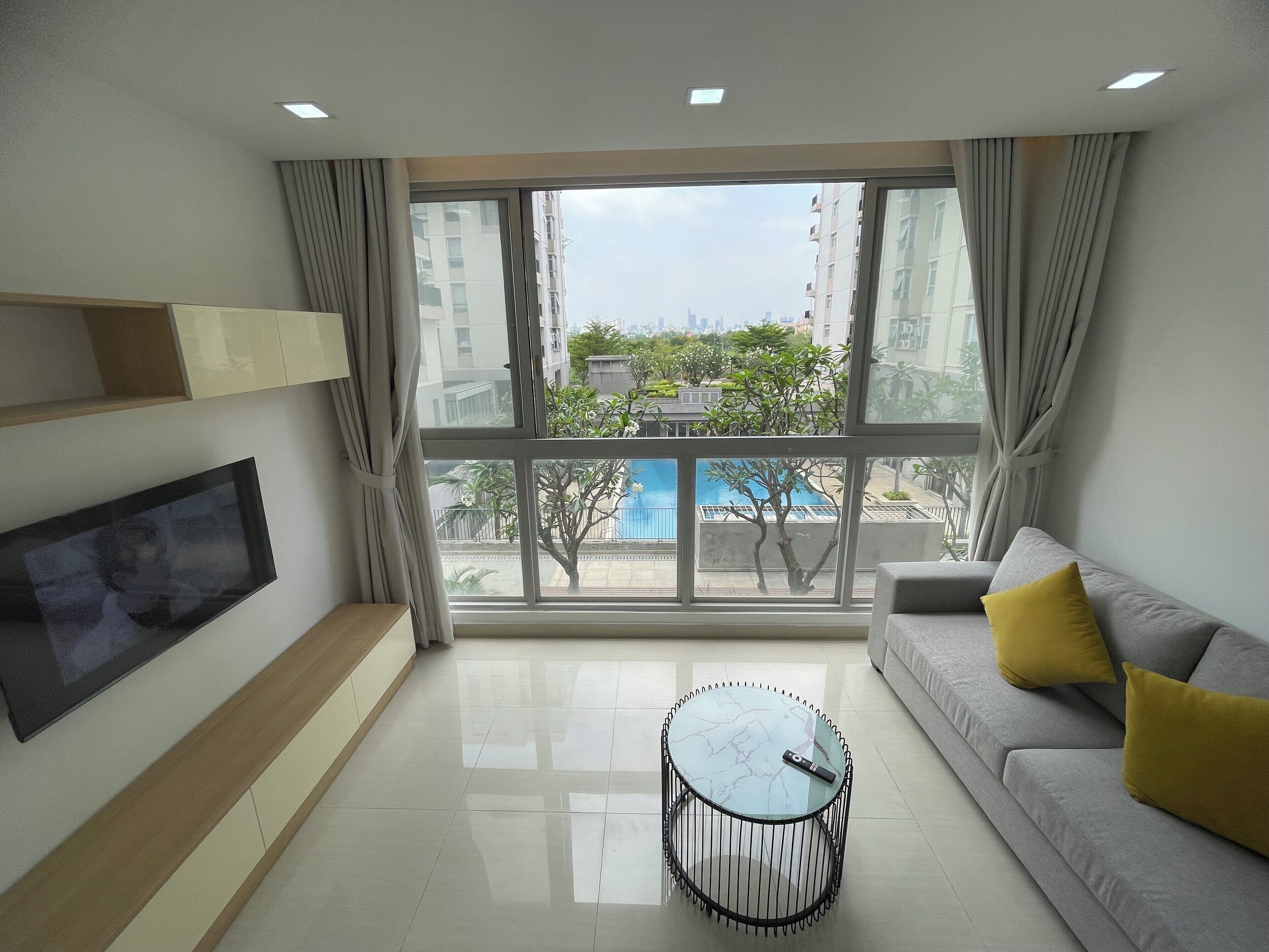Standard Apartment, 3 Bedrooms, Pool View | Living area | 20-inch flat-screen TV with digital channels