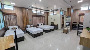Family Quadruple Room, City View | Desk, laptop workspace, free WiFi