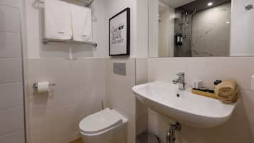 Classic Double or Twin Room | Bathroom | Shower, hair dryer, slippers, towels
