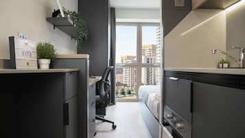 Classic Studio | Desk, laptop workspace, iron/ironing board