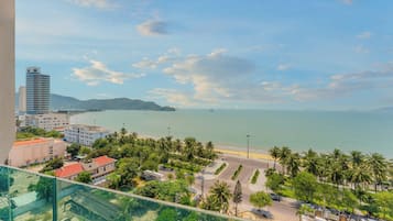 Enjoy breathtaking views of the coastline from this high-rise building.