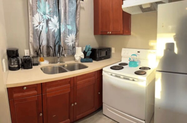 Fridge, microwave, stovetop, dishwasher