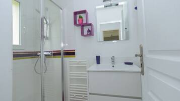 Ducha, secador de pelo y papel higiénico