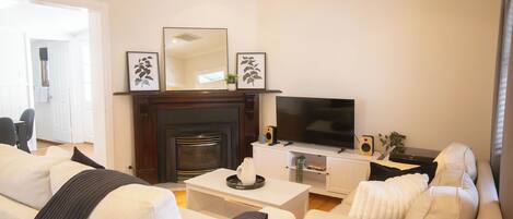 TV, fireplace, offices