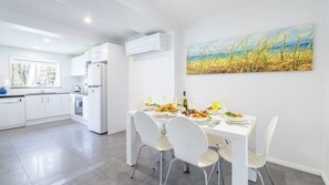 Dining - Shells on the Shore 2, 9 Lentara St - Air Con, Wi-Fi, Linen, Bed Making (Fingal Bay)