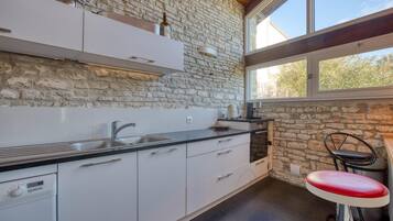 Fridge, oven, stovetop, dishwasher