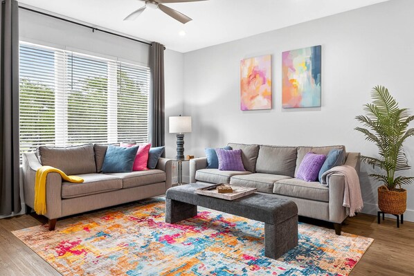 TV, fireplace, offices