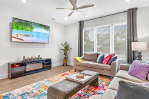 TV, fireplace, offices