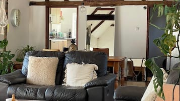 Smart TV, fireplace, stereo