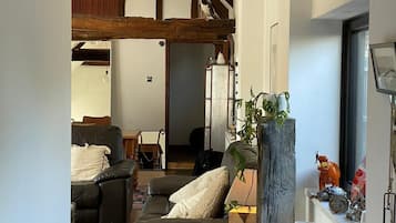 Smart TV, fireplace, stereo