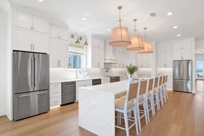 Fridge, microwave, oven, dishwasher