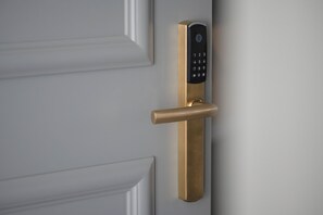 In-room safe, desk, laptop workspace, blackout curtains