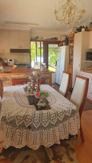 Dining - Cozy rustic cottage central to Mt Beauty.Stone fireplace,off street parking .  (Mount Beauty)