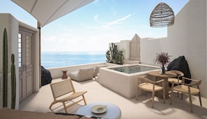 Exclusive Suite, Jetted Tub, Sea View | Terrace/patio - You and Me Suites Oia (Oia)