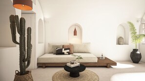 Exclusive Suite, Jetted Tub, Sea View | Living area | 32-inch flat-screen TV with cable channels - You and Me Suites Oia (Oia)