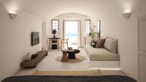 Honeymoon Suite, Jetted Tub, Sea View | Living area