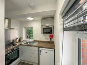 Fridge, microwave, oven, electric kettle
