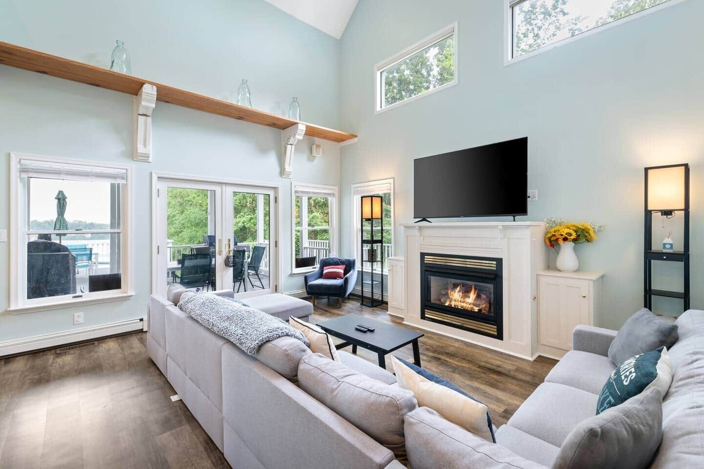 Smart TV, fireplace, video games, foosball