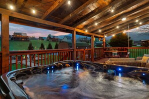 Outdoor spa tub - Luxury Cabin with Hot Tub, Game Room, & Pickle Ball! (Sevierville)