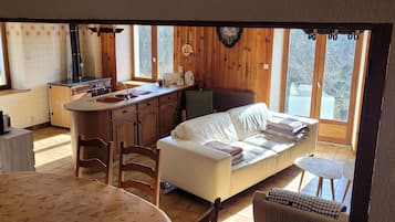 Télévision, cheminée, livres